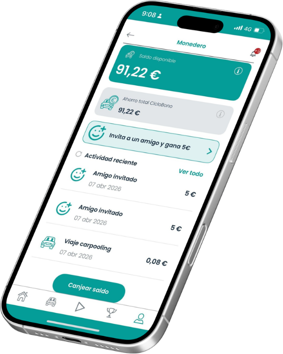 Sección monedero app Ciclogreen